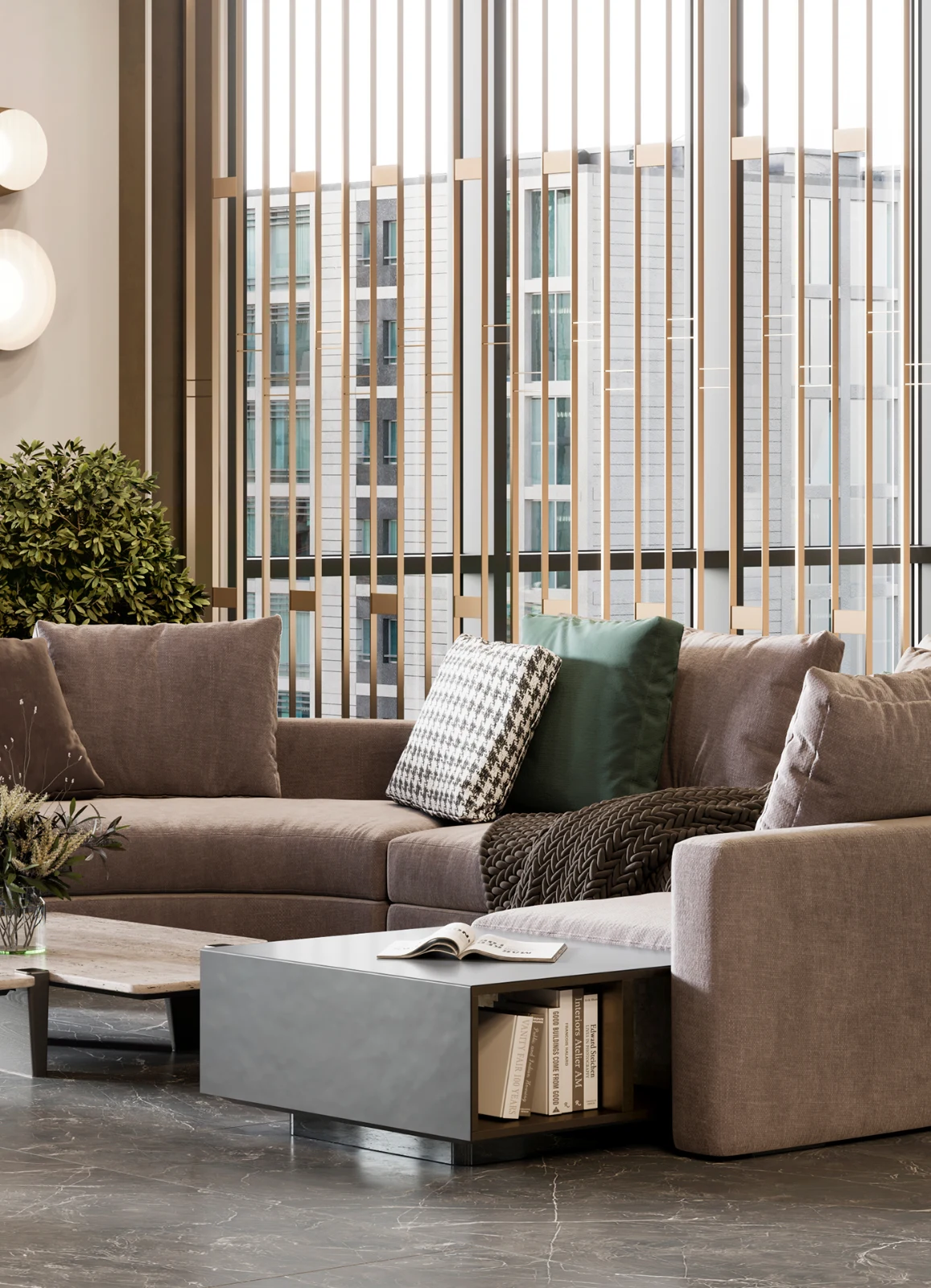 Lounge interior of a curated residence